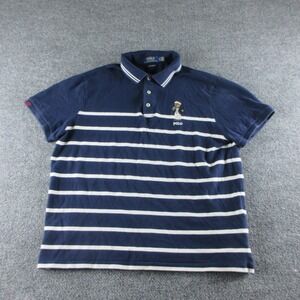 Polo Ralph Lauren Polo Shirt Mens L Blue Striped Short Sleeve Polo Bear Nautical